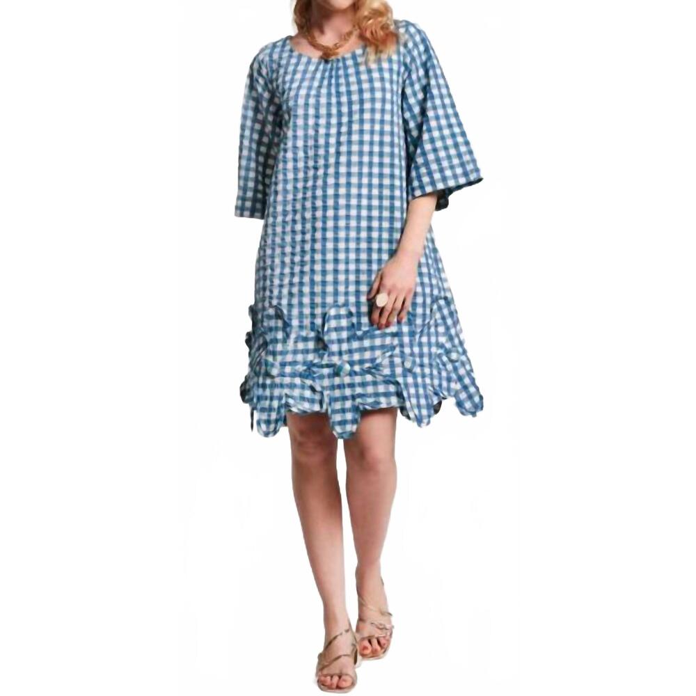 NEW FRANCES VALENTINE zennia mini dress in blue checker